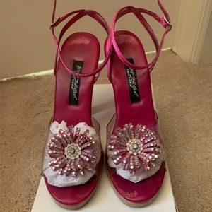 Vintage Betsey Johnson Hot Pink Rhinestone Heels